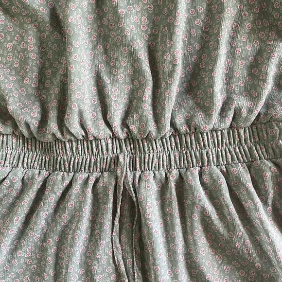 Trixxi Women’s Green Floral Mini Dress, Size M, Puff Sleeve, Smocked Waist Lined - Picture 5 of 10